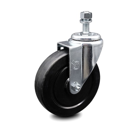 Service Caster 5 Inch Soft Rubber Wheel Swivel 1/2 Inch Threaded Stem Caster SCC-TS20S514-SRS-121315